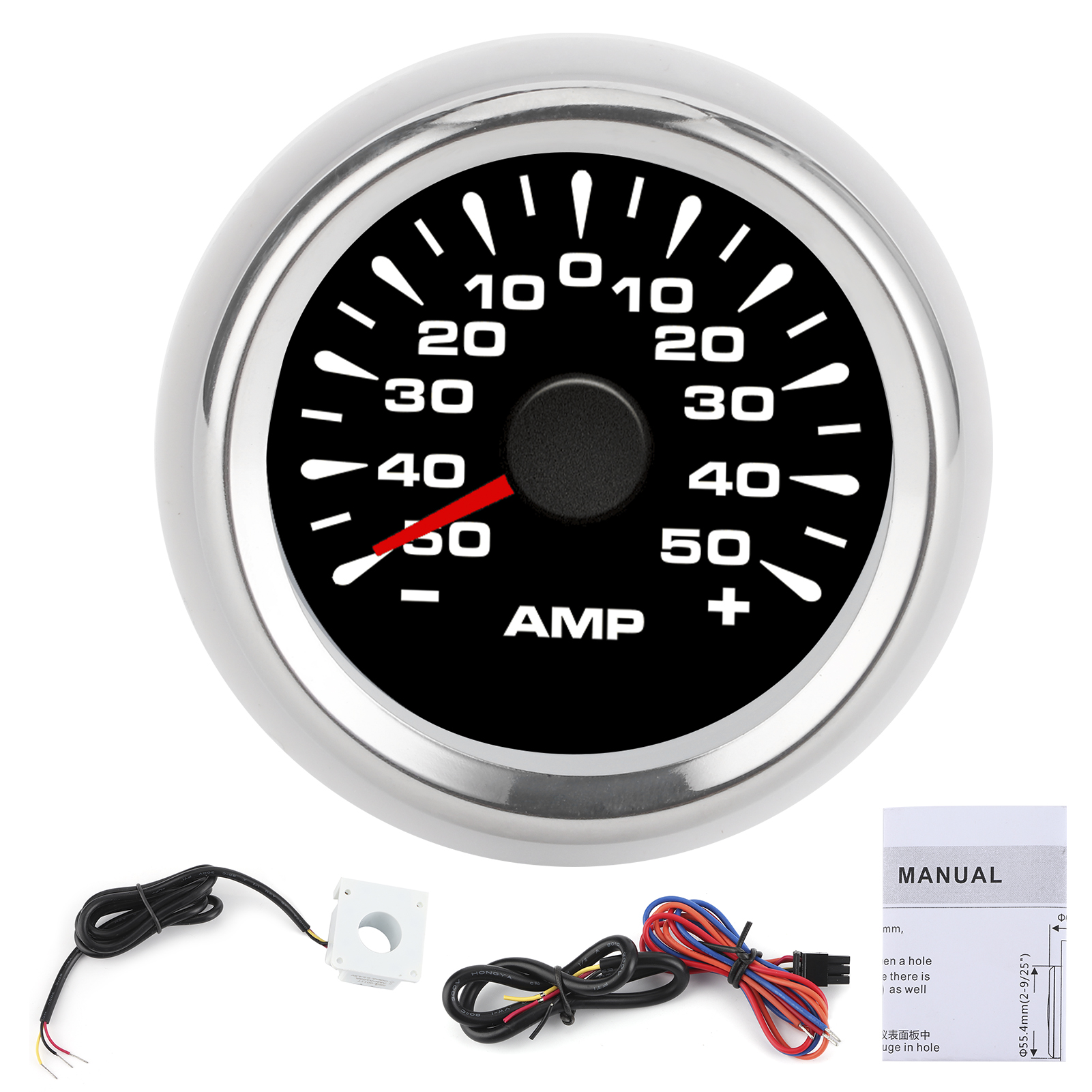 50a Ip67 Wasserdichtes Lcd-amperemeter – Schwarzes Zifferblatt, Silbernes Gehäuse, Schrittmotor, Universelle Digitalanzeige