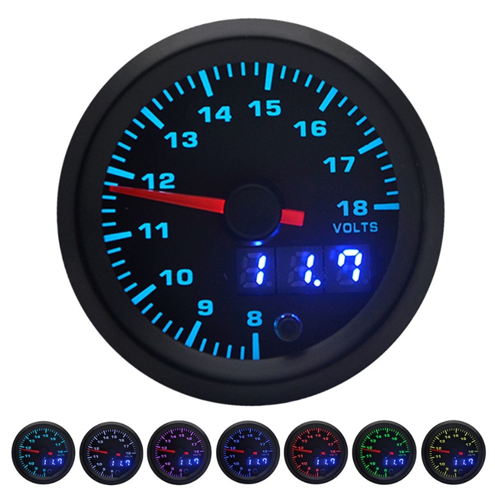 Digitales 52-mm-voltmeter Mit 7-farbigen Leds, Universell Für 12-v-rennwagen