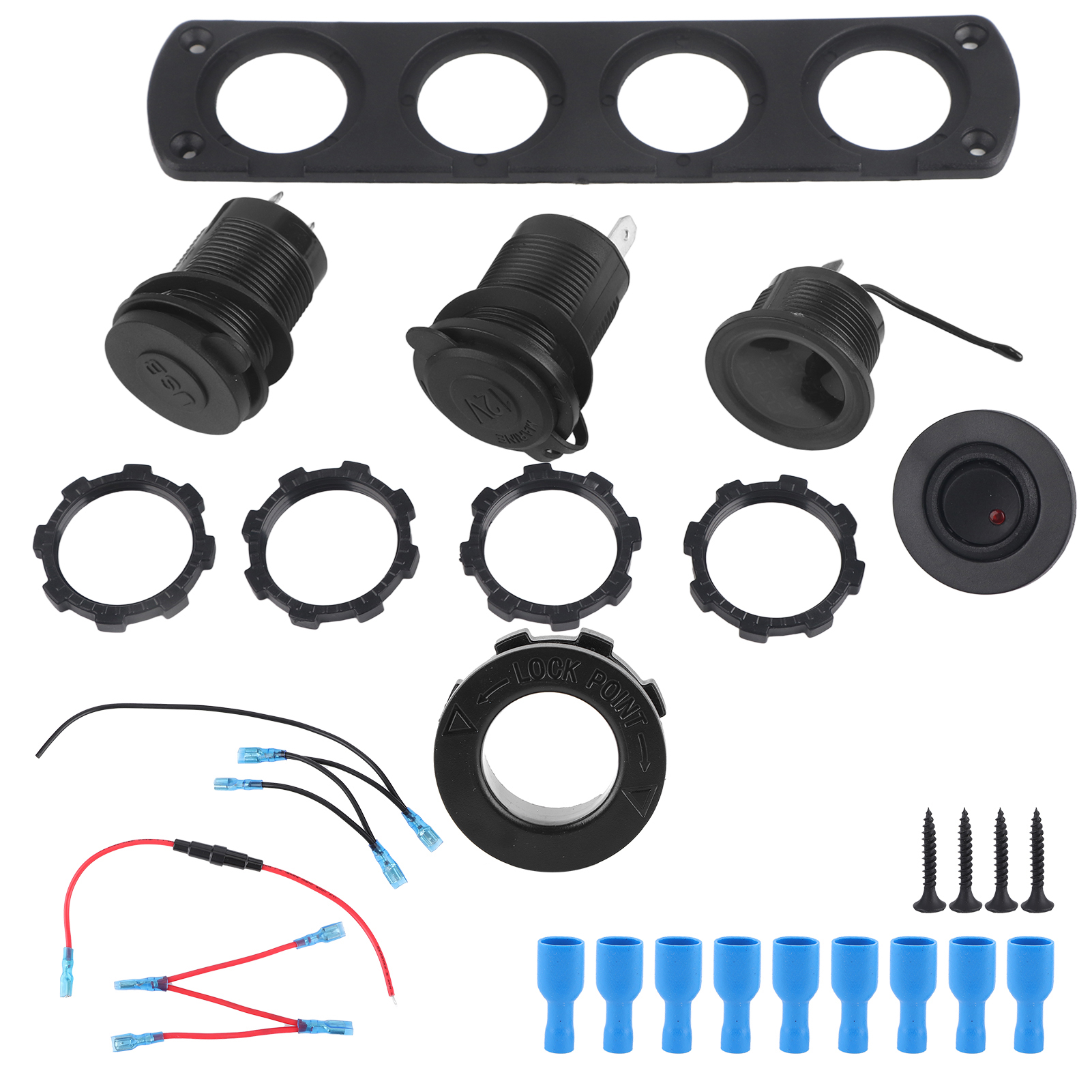 4-poliges 12v 4,2a-schaltfeld Mit Zigarettenanzünderbuchse, Zwei Usb-ladegeräten Und Led-temperatur-/spannungsanzeige Für Boote, Autos Und Lkws