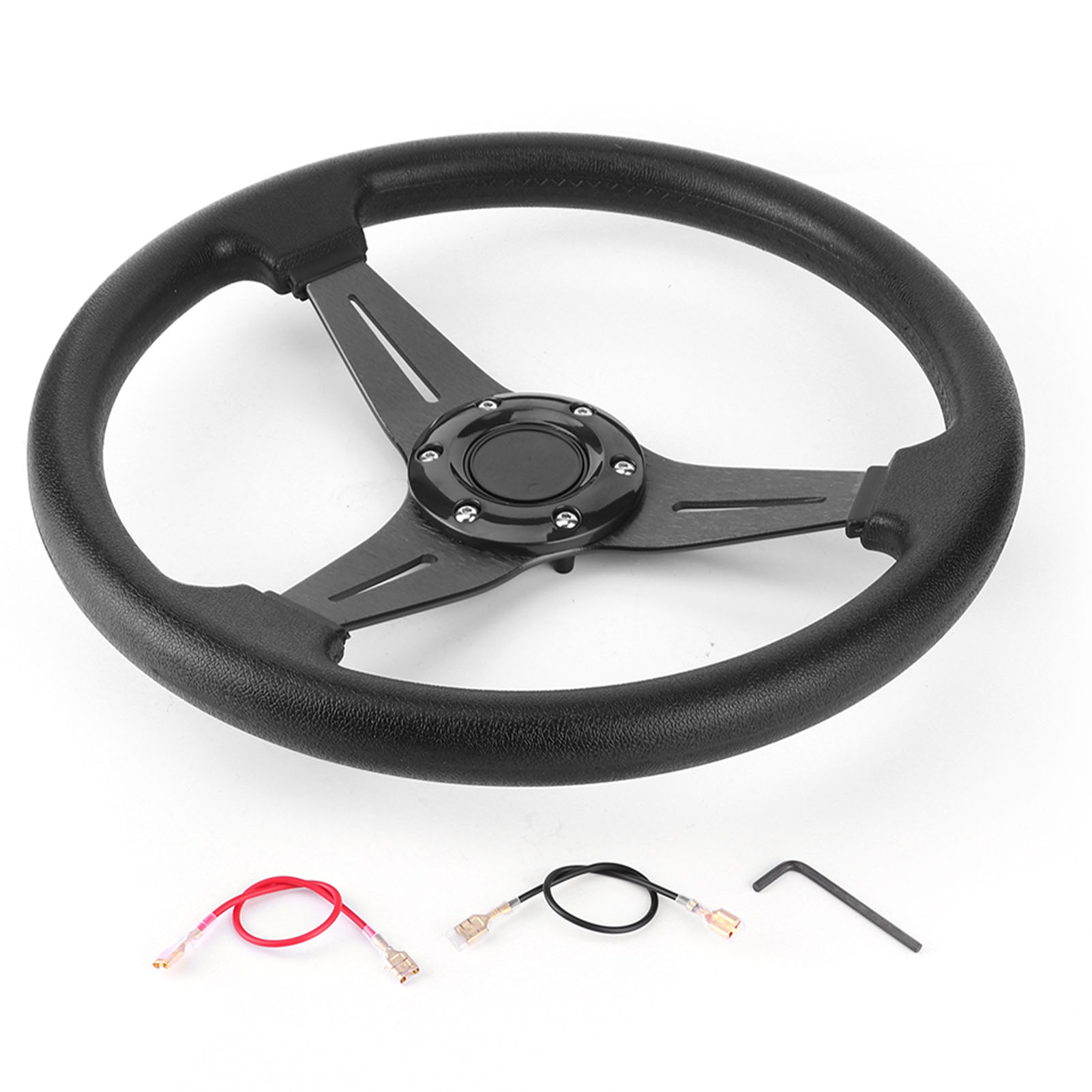 350 Mm/14" Drift-rennlenkrad, Modifiziertes Universal-ersatzteil, Schwarz