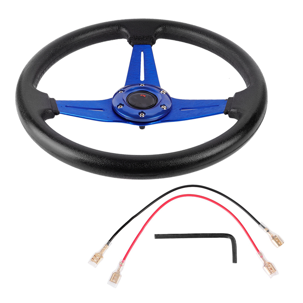 Universelles 14-zoll-rennlenkrad (350 Mm) Aus Aluminium Und Blauem Pu-leder – Sportliches Driftlenkrad
