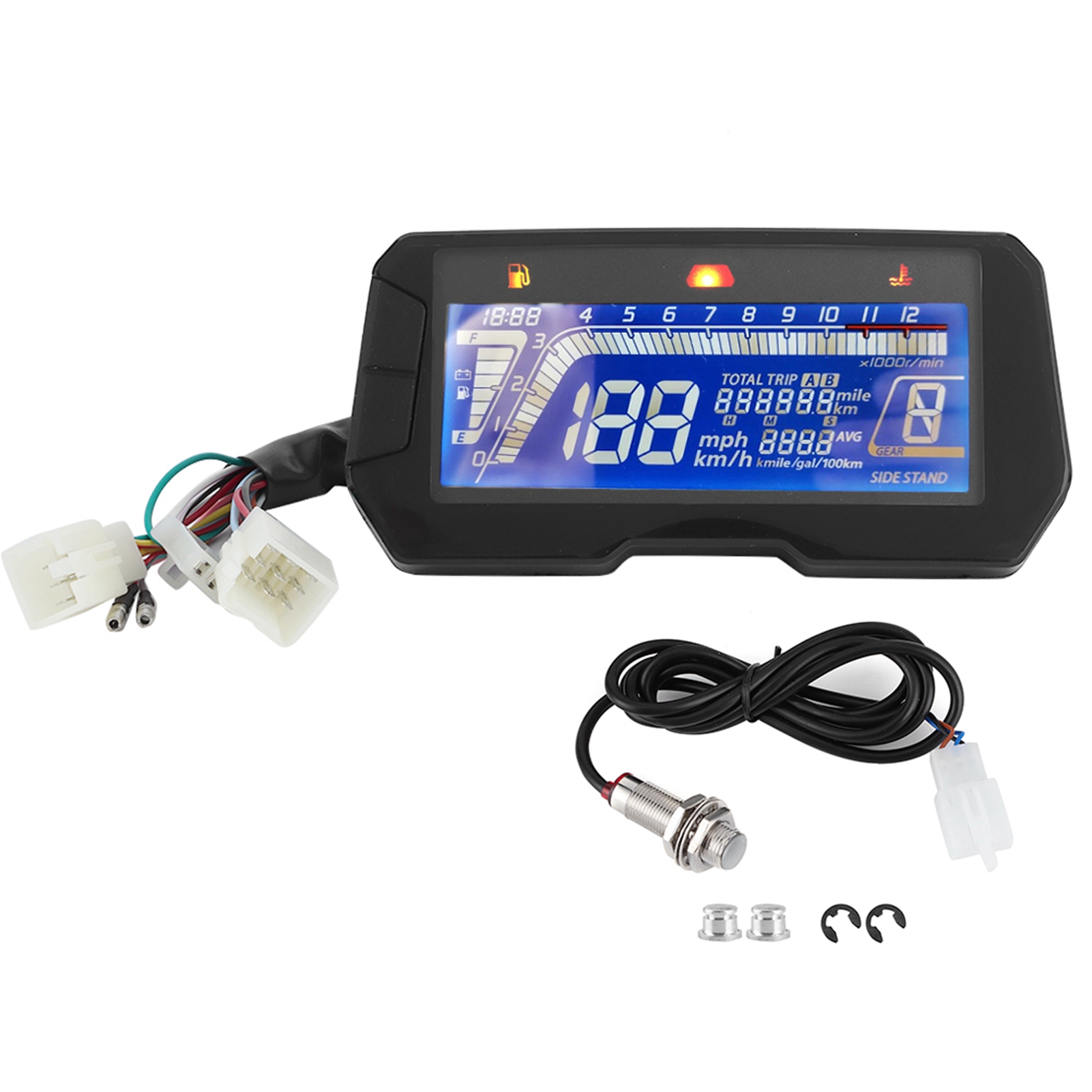 Motorrad-lcd-tachometer, 12000 U/min, 6-gang-schaltung, Einstellbare Wassertemperaturanzeige Und Tankanzeige Für 2- Und 4-zylinder-motoren, Armaturenbrett
