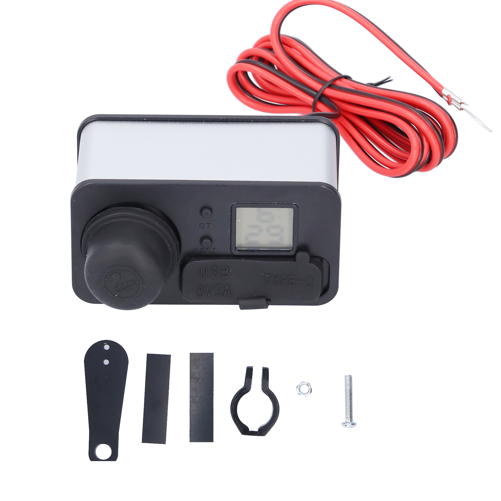 12v Wasserdichter Usb-c Motorrad-ladeadapter Mit Zigarettenanzünder, Silberfarben, Für Mobiltelefone