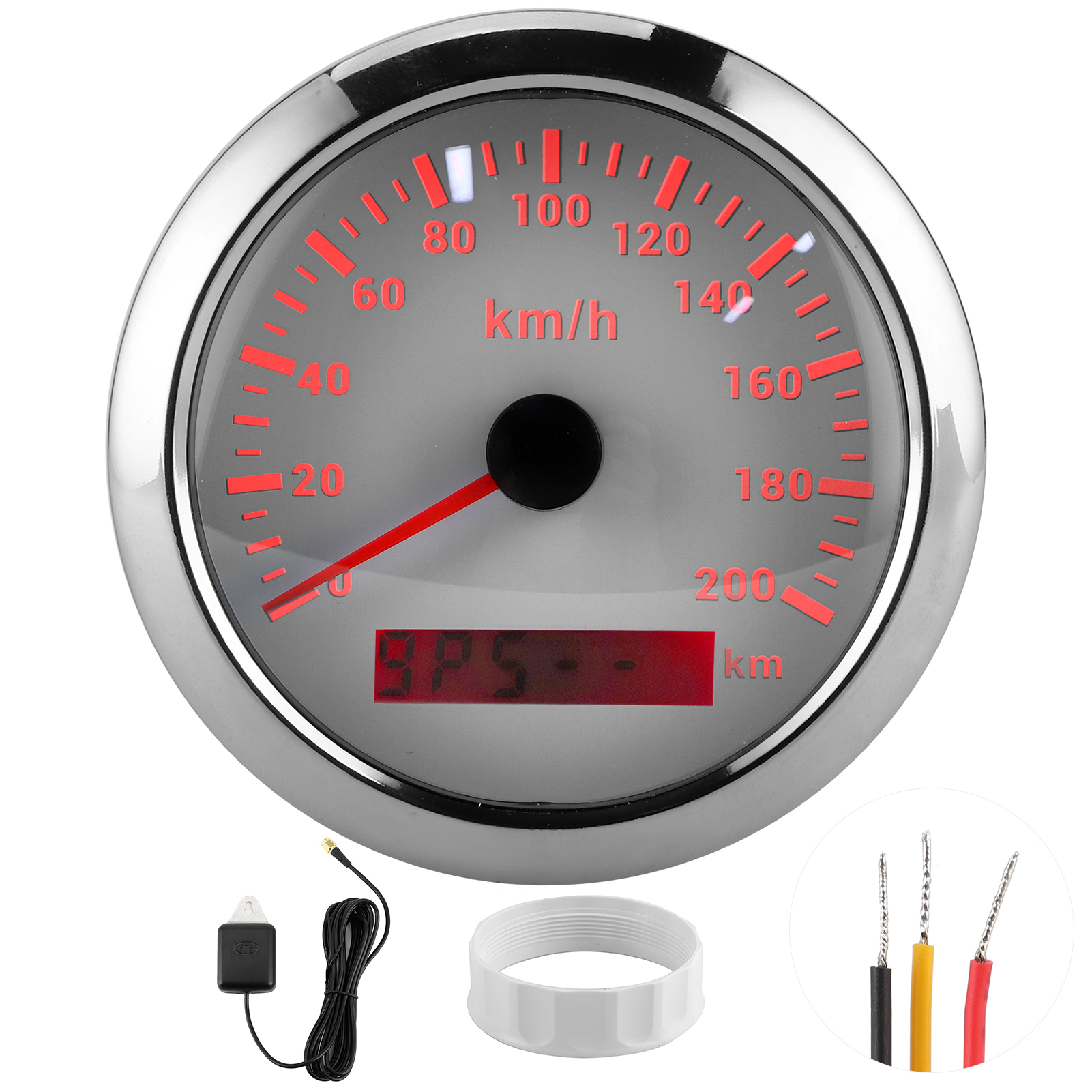85 Mm Wasserdichter Gps-tachometer Bis 200 Km/h Für Boot, Auto, Yacht, Motorrad – Weißes Zifferblatt