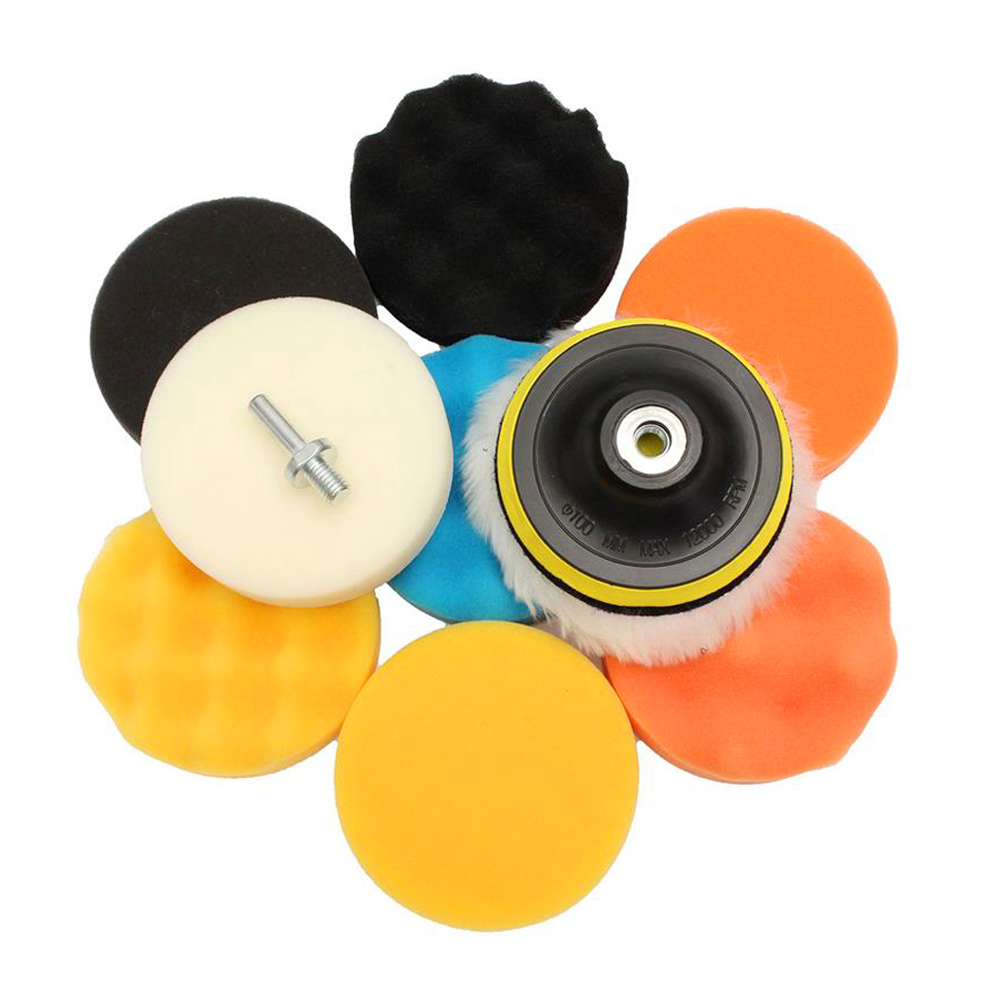 Set Mit 11 Schwammpolierpads (12,7 Cm) Für Autopoliermaschinen, Inklusive Bohrmaschinenadapter.