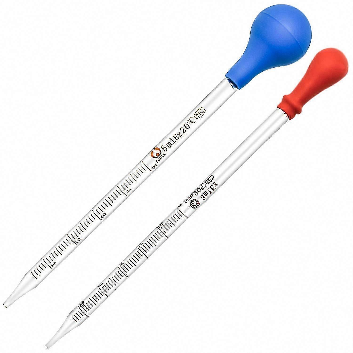 Graduierte Glaspipette Mit Tropfverschluss, 3 Ml Und 5 Ml, Mit Messlinie Und Gummiball – 2er-pack