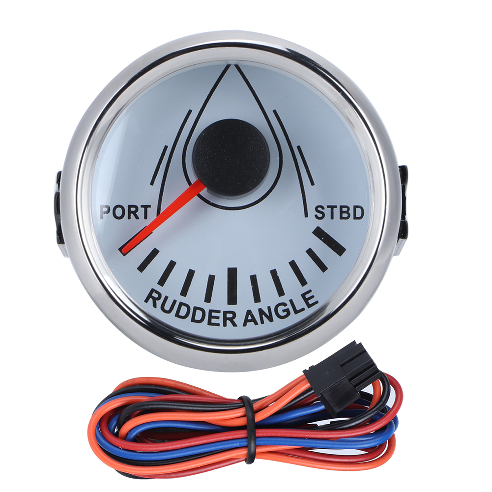 Universal-pinnewinkelanzeiger (52 Mm), 0–190 Ohm, Mit 9–32-v-sensor, Hintergrundbeleuchtetes Instrument Für Boote/yachten, Weißes Zifferblatt, Silberne Abdeckung