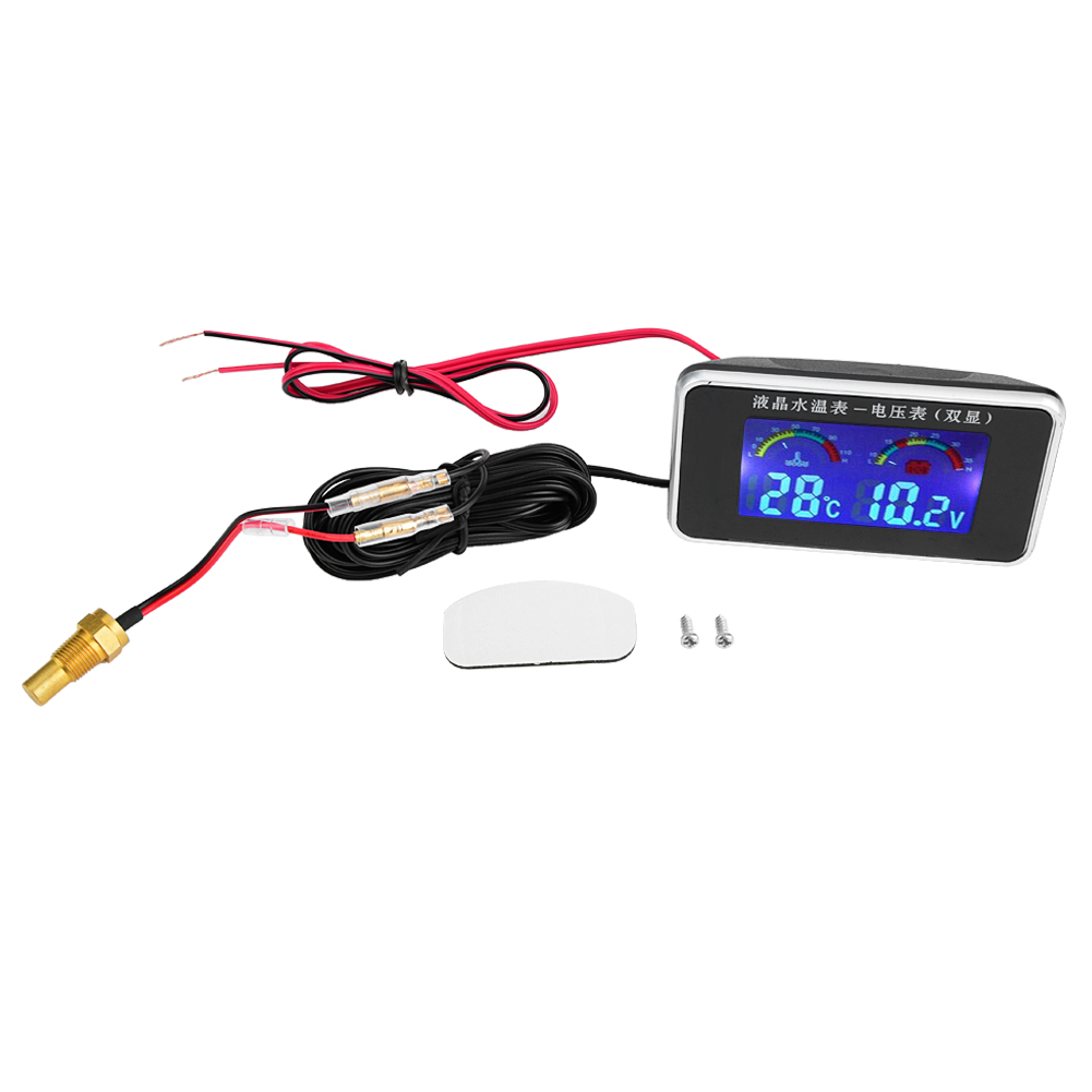 2 Stück 12v/24v/36v Lcd-voltmeter Für Autos + 10mm Wasserthermometersensor
