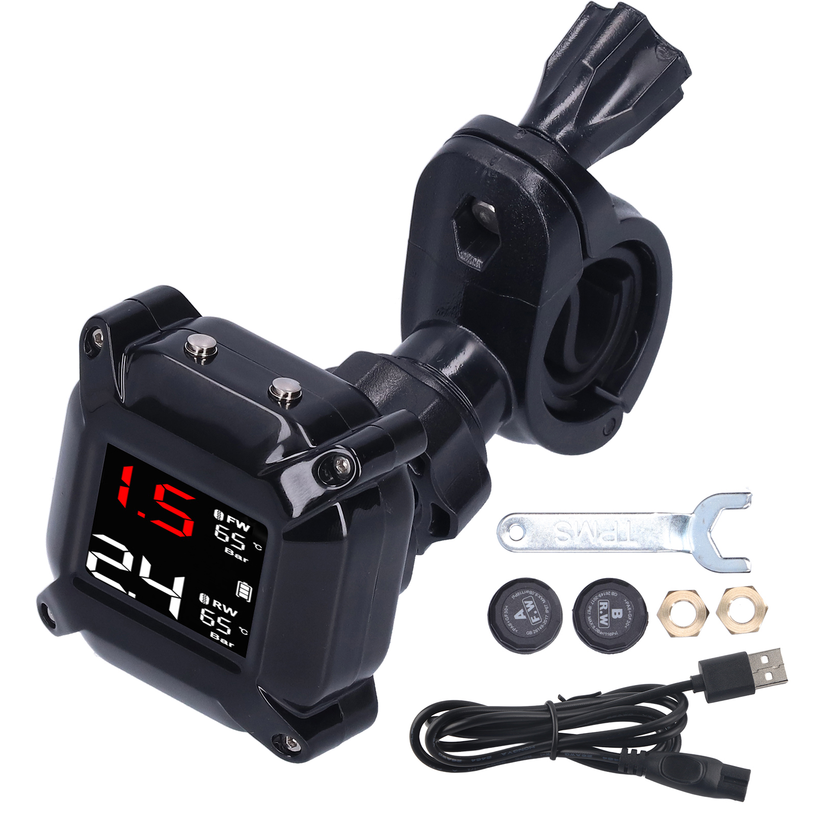 Magnetisches, Wiederaufladbares Usb-reifendrucküberwachungsset Mit Universalsensoren Für Motorräder