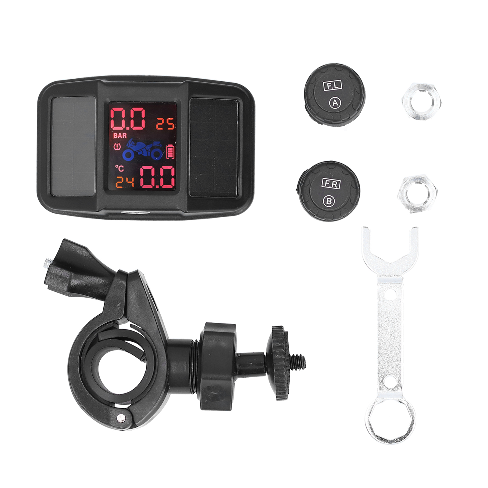 Ip67 Solar-reifendrucksensor-set Mit Usb-kabel, 2er-pack Für Motorräder