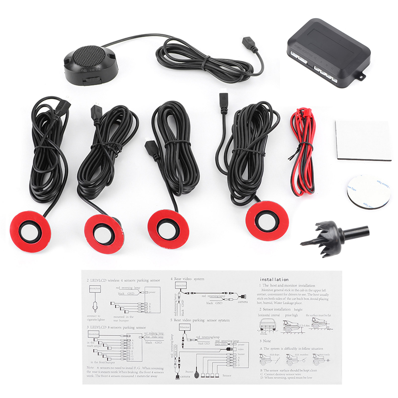 Integriertes 16,5-mm-rückfahrradar-kit Für Pkw Mit Akustischer Warnung, Einparkhilfesensor, Zusatzkit, Weiß.