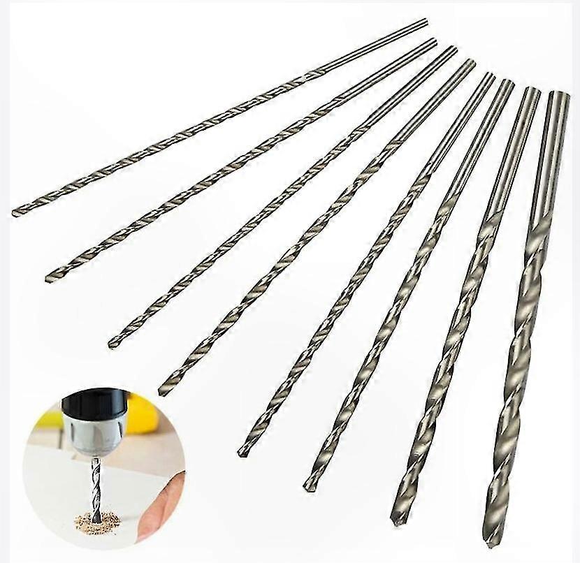Set Mit 8 Extra Langen 200-mm-hss-bohrern, Zylindrischem Schaft, Durchmesser 4/4,2/4,5/5/5,2/6/8/10 Mm, Metallbohrer, Profi-set