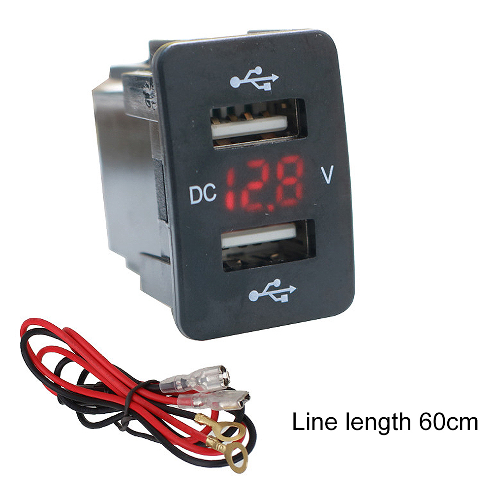Roter Dual-usb-kfz-stecker, 4,2 A, 5 V Ausgang, 60 Cm Kabel, Schnellladegerät Mit Smart-chip Für Fahrzeuge