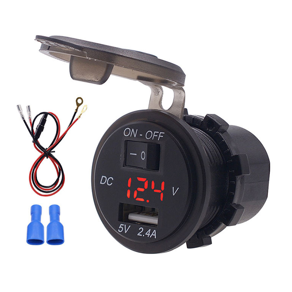 12v Ip66 2,4a Led-digitalladegerät Mit Separatem Schalter Und 60 Cm Langem Rotem Dc12-24v-kabel