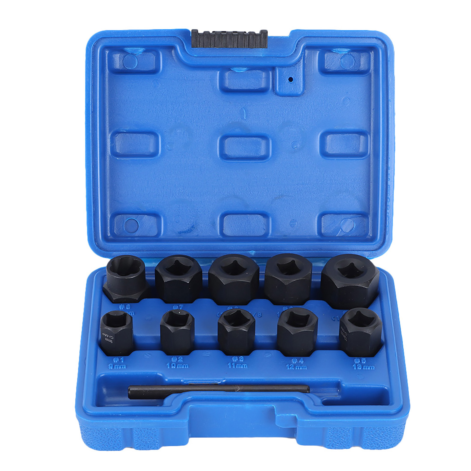 11-teiliges Set Beschädigter Mutternschlüssel, 3/8"-drehsteckschlüssel Mit Geradem Schaft