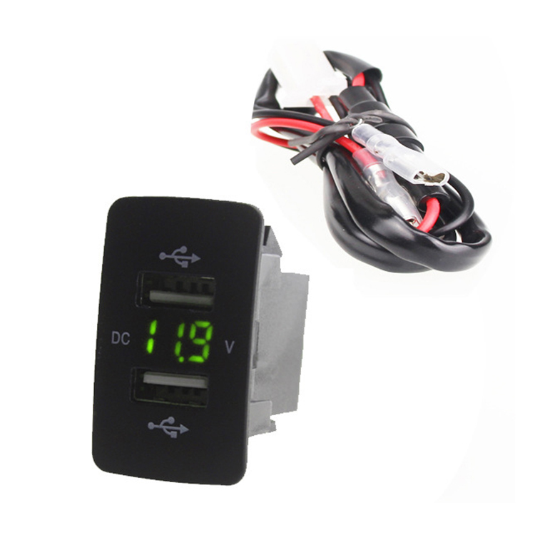 Duales 12-24v Usb-kfz-ladegerät Mit Spannungsanzeige, Sicherer Adapter Für Honda Civic, Cr, Fit Und City, Grün