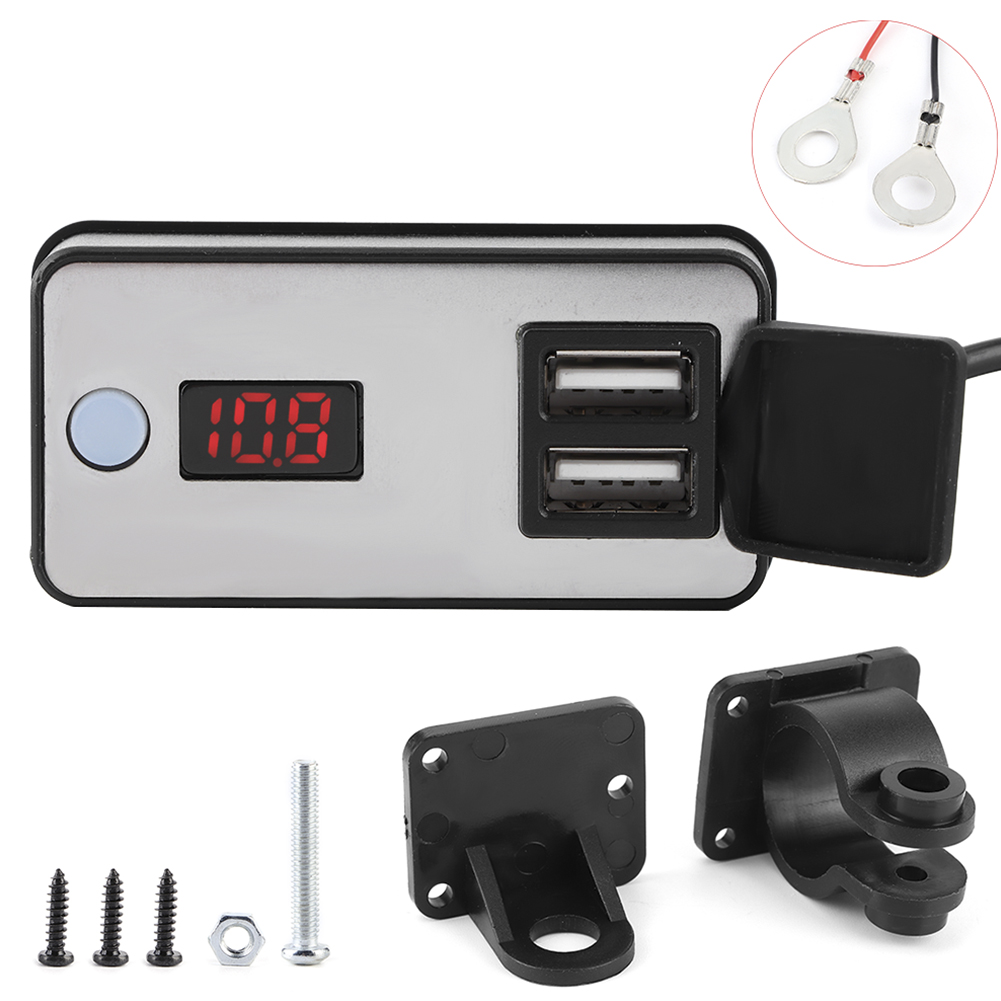Duales 12v-usb-motorradladegerät Mit Digitalanzeige, Wasserdichtes Universal-netzteil Für Handy, Tablet Und Gps