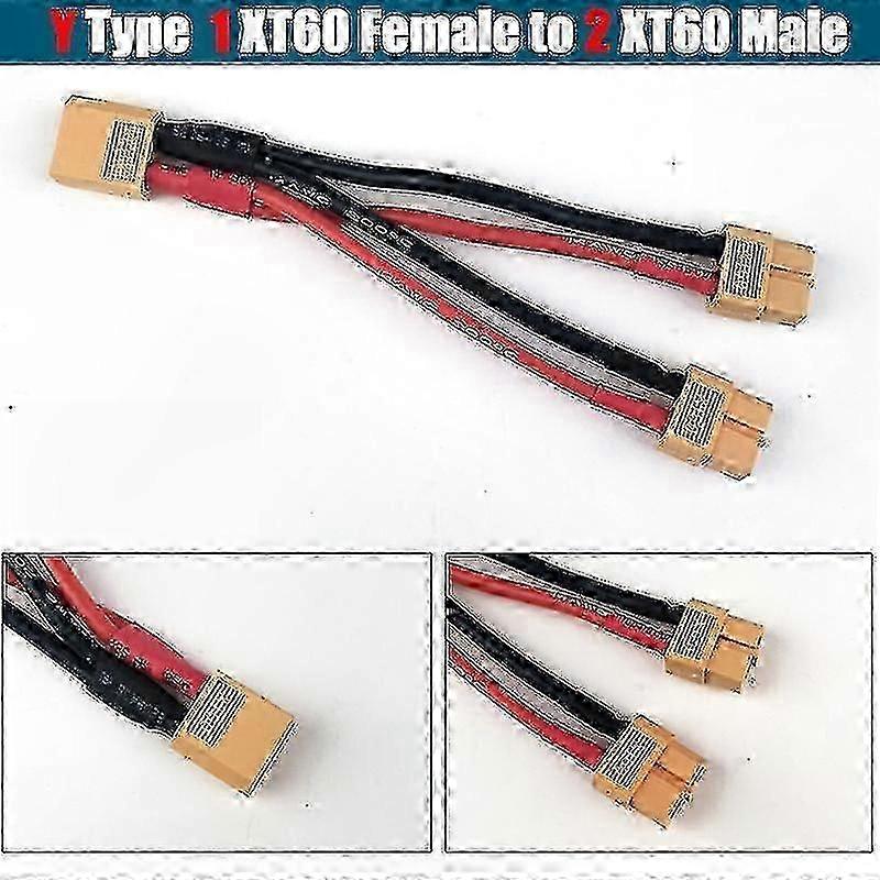 Doppelter Xt60-parallelstecker Mit 14awg-silikonkabel, Y-verlängerungskabel Für Stecker Und Buchse, Batterieadapter