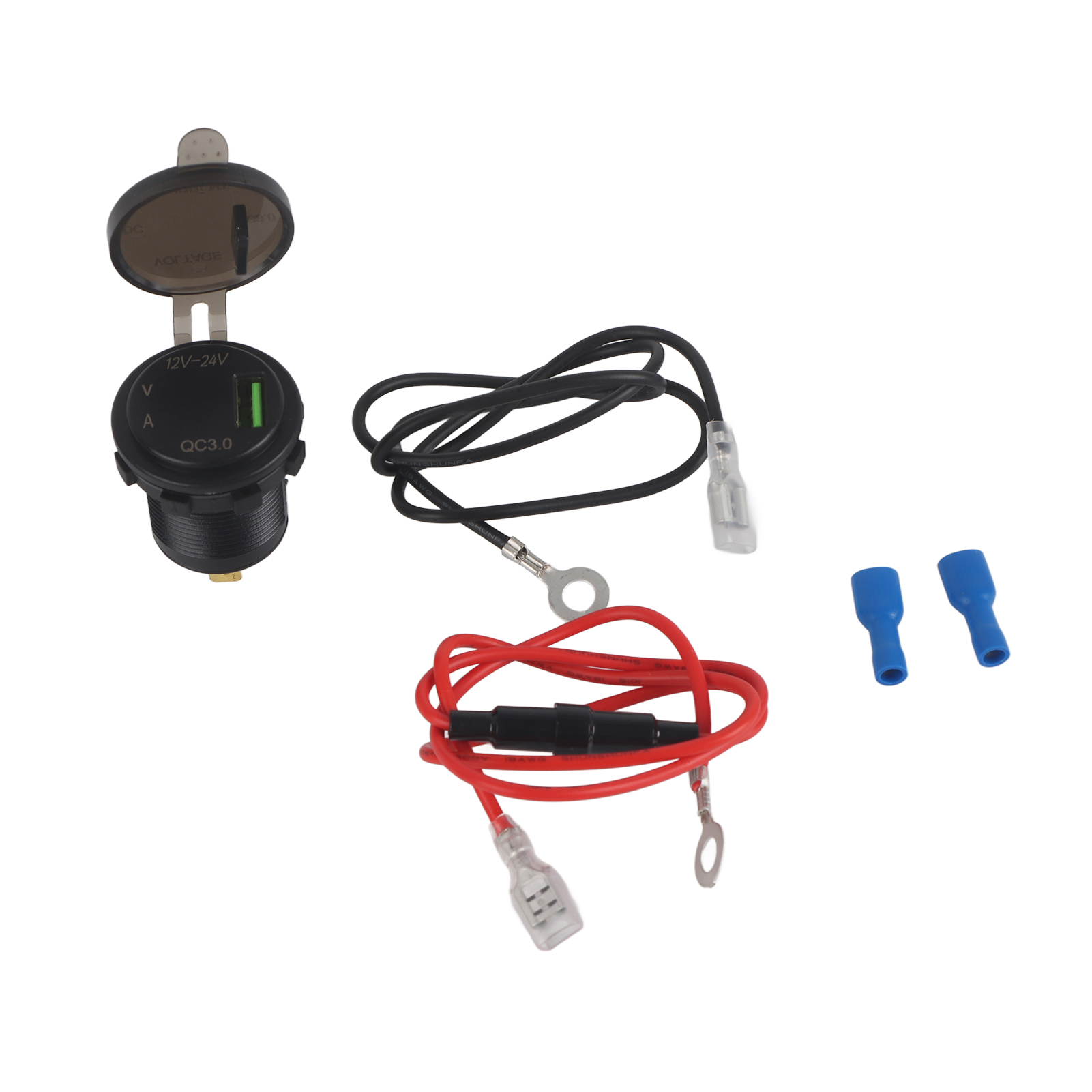 Kfz-ladegerät Mit Digitalanzeige Für Spannung Und Stromstärke, Grün, 60 Cm Langes Kabel, 12–24 V Dc, Wasserdicht, Schnellladefunktion