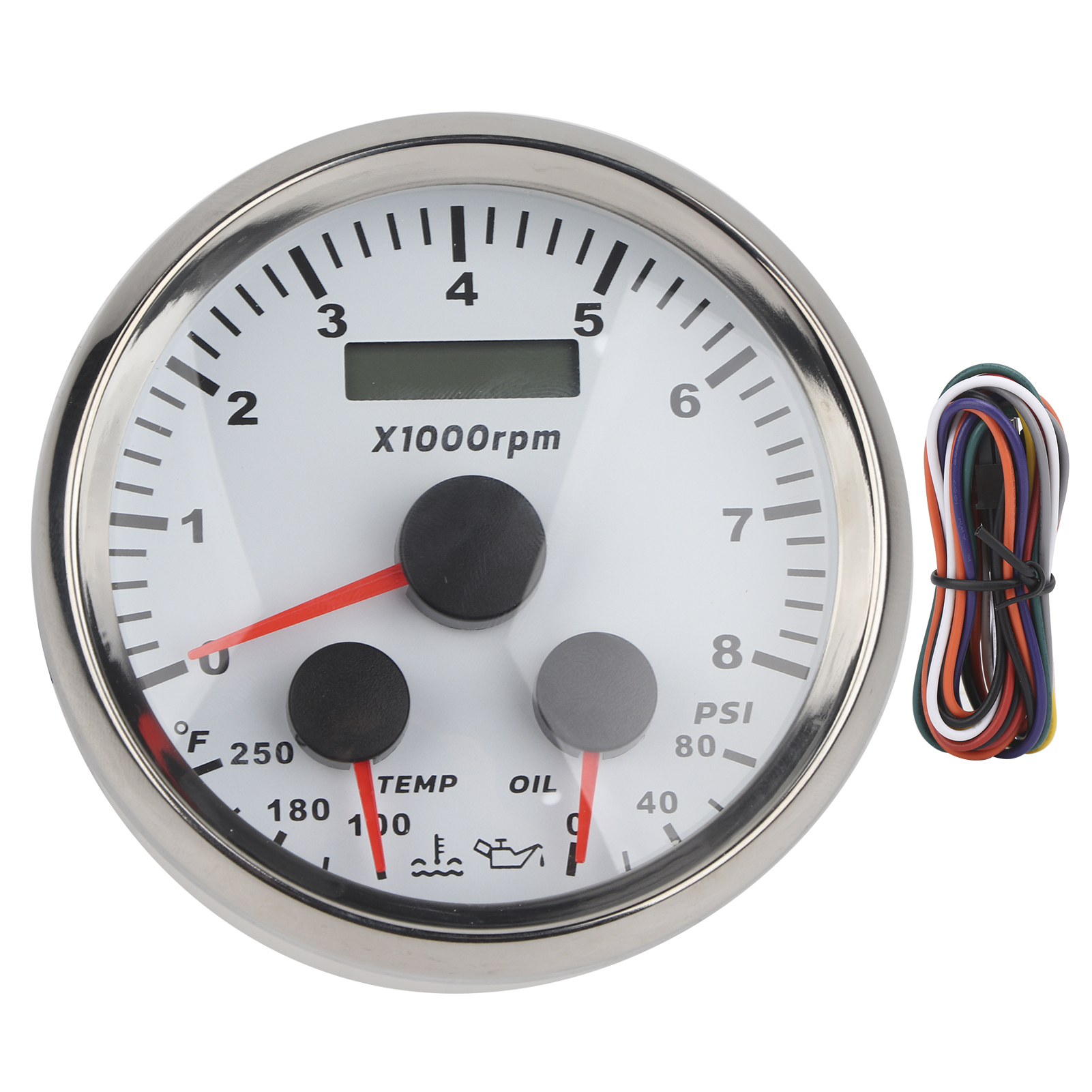3-in-1 Multifunktions-öldruck- Und Temperaturanzeige (85 Mm), 8000 U/min, Für Boote, Wohnmobile, Yachten, Motorräder, 8–16 V