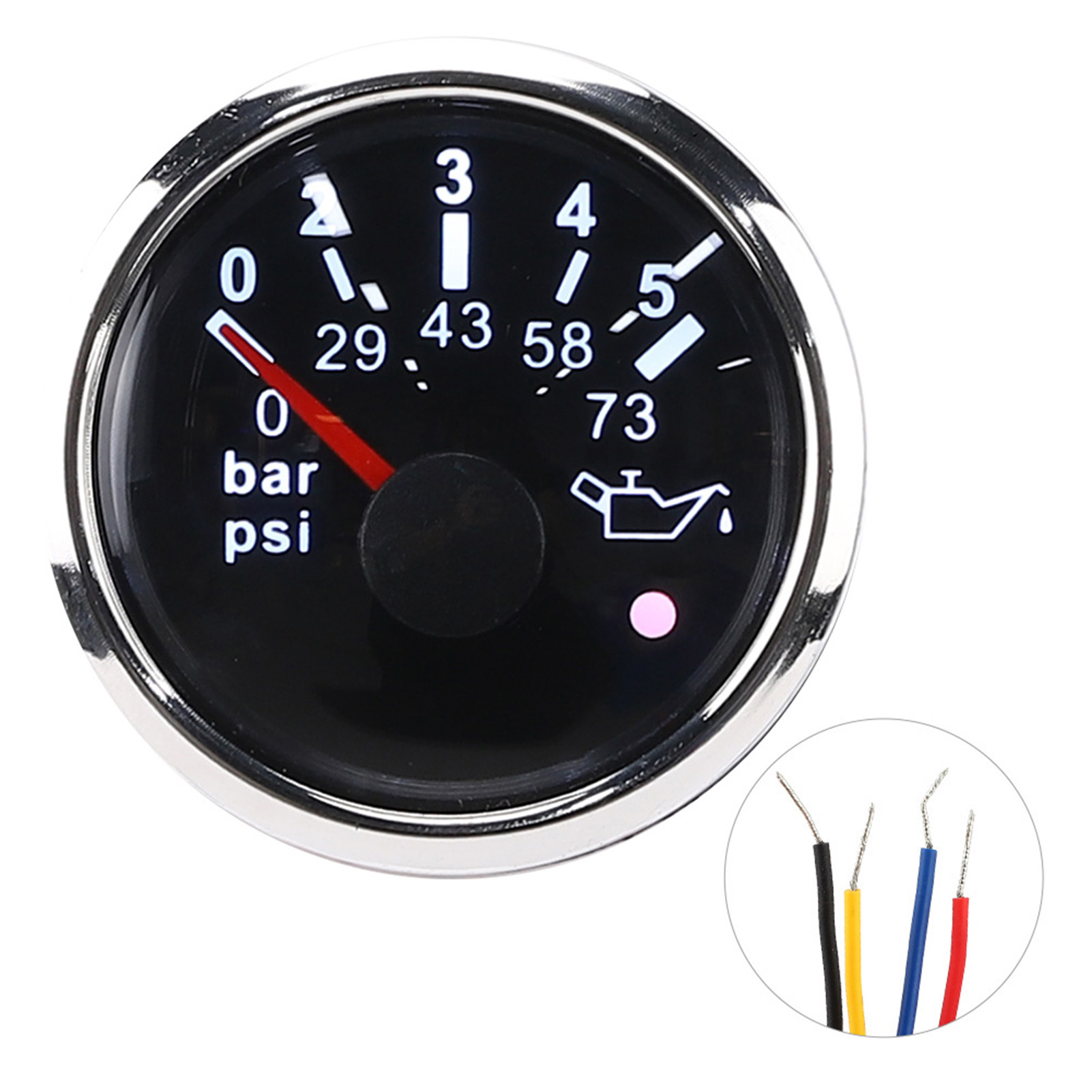 52-mm-öldruckanzeige 0–5 Bar (0–73 Psi), Schutzart Ip67, Mit Intelligentem Alarm Für Auto, Boot, Yacht – Schwarzes Zifferblatt
