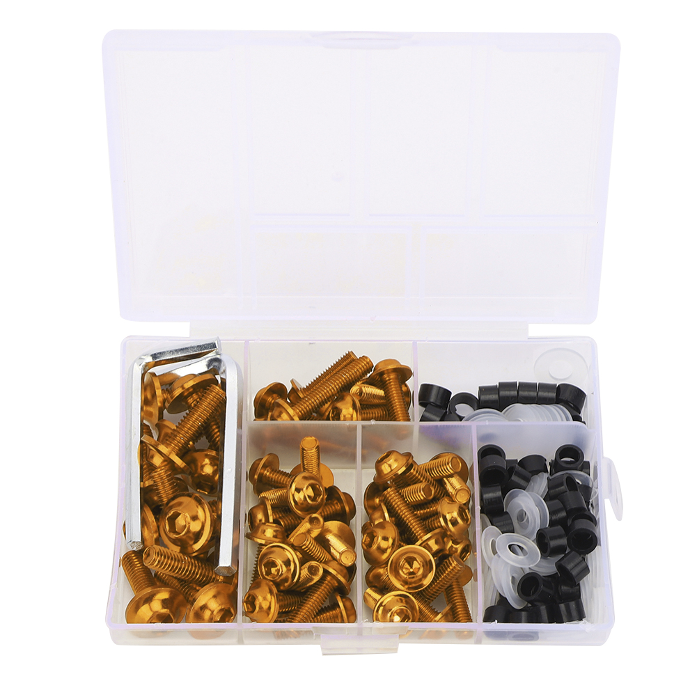 Set Mit 158 Universellen Verkleidungsschrauben + Steckschlüssel, Motorradzubehörset, Goldene Dichtungen Und Schrauben.