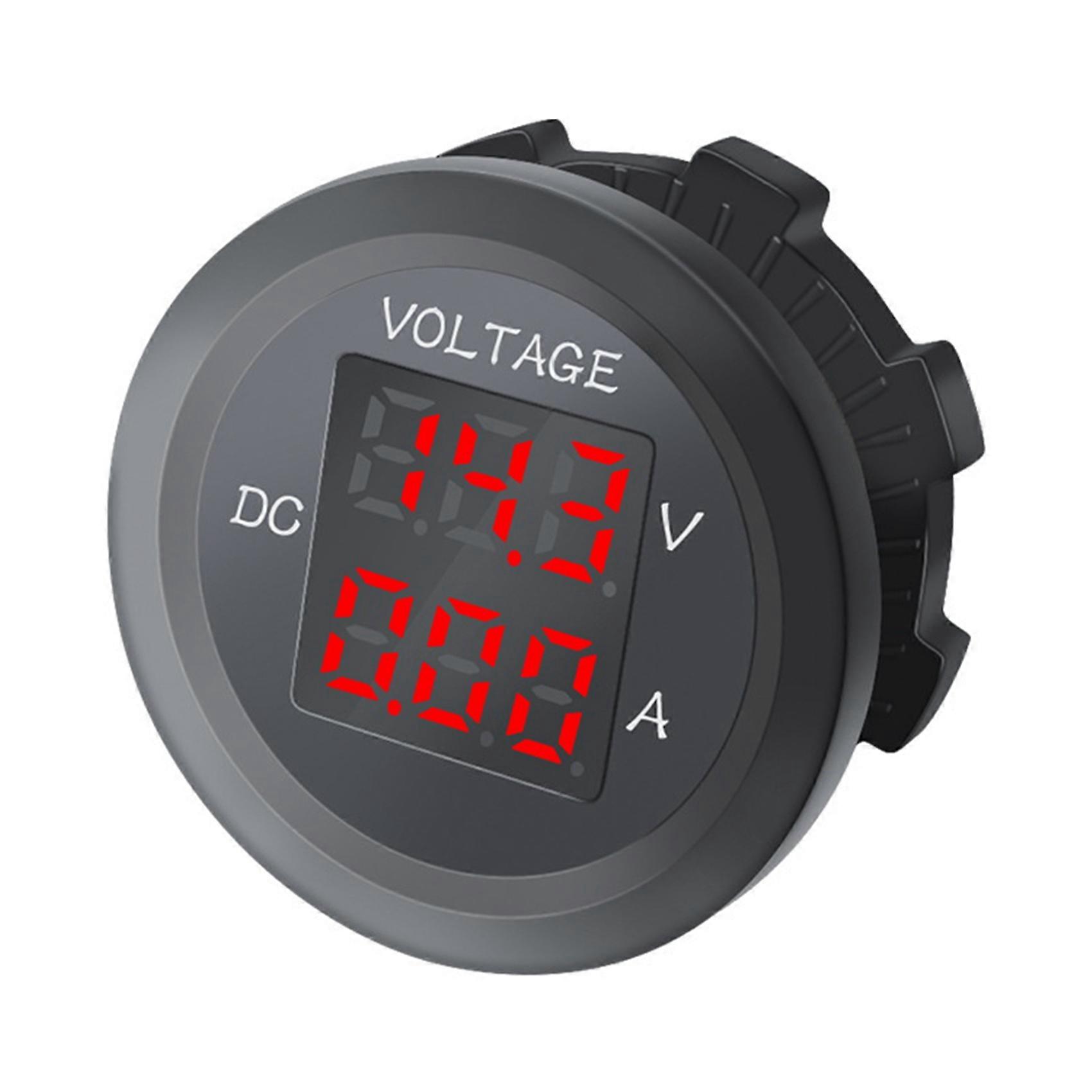 Dc 12v/24v Rotes Digitales Led-voltmeter - Amperemeter Mit Doppelanzeige Für Auto, Spannungs- Und Strommessung, Helles Digitaldisplay, 12v Und 24v Kompatibel, Ideal Für Batterie Und Elektrische System
