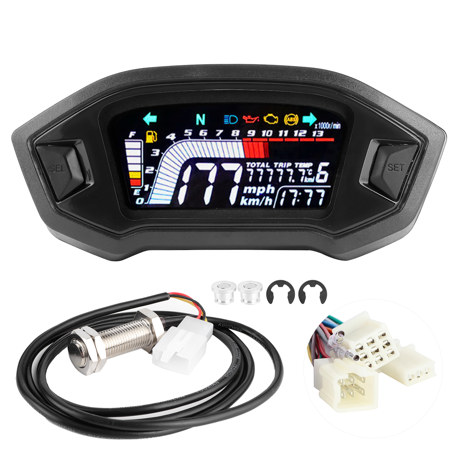 Wasserdichter Lcd-motorradtacho, Kilometerzähler/geschwindigkeitsmesser Für 1-, 2- Und 4-zylinder-motoren