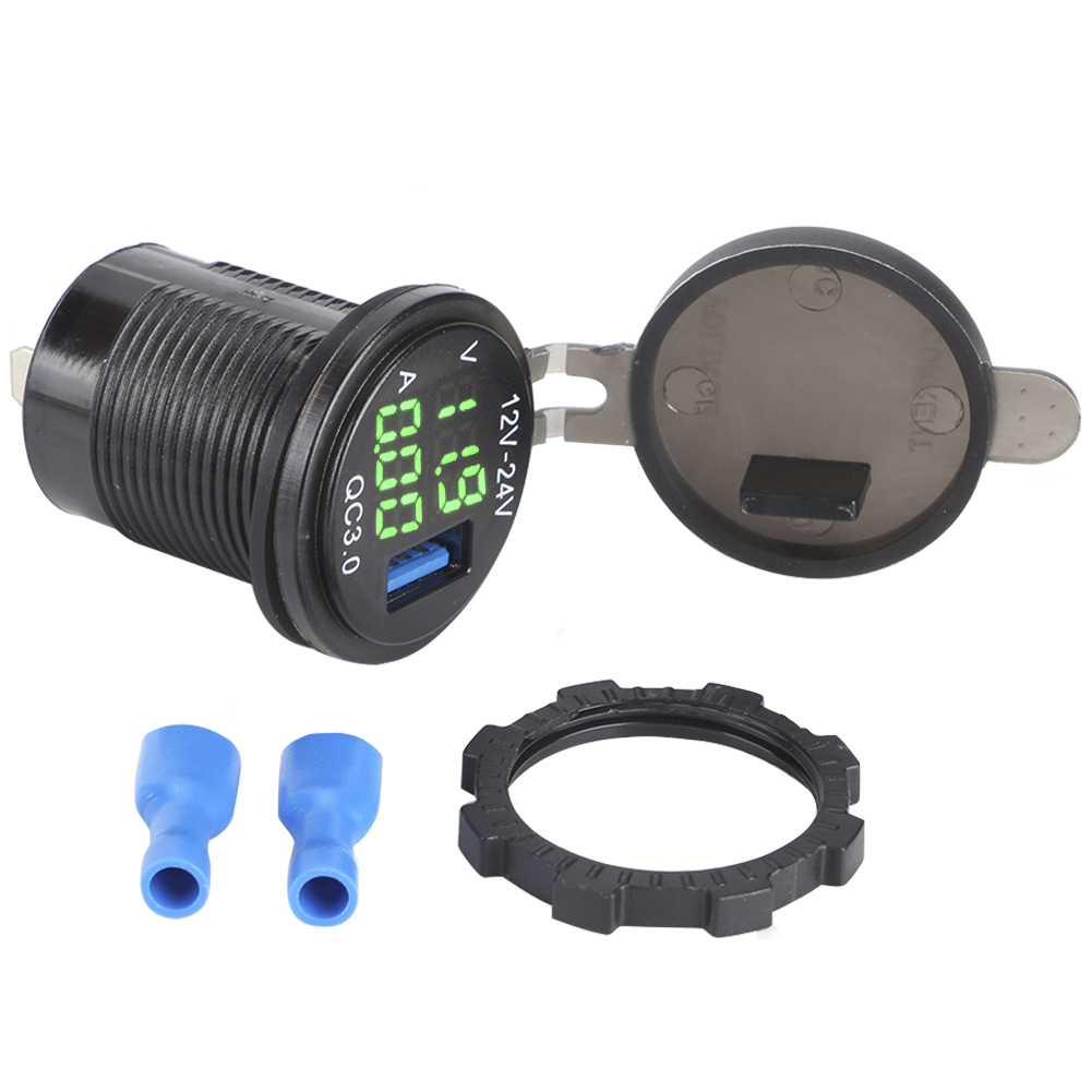 3-in-1 Usb 3.0 Autoladegerät Mit Digitalem Voltmeter Und Amperemeter, Schnellladefunktion Für Smartphones (grün)