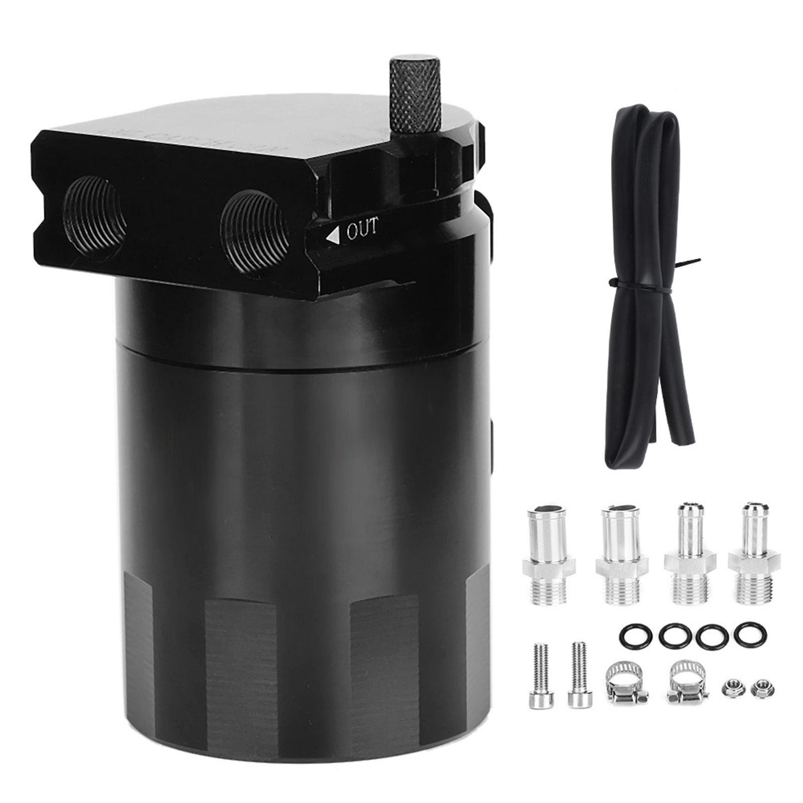 Universelles Ölabscheider-set, 300 Ml, Polierter Schwarzer Aluminiumlegierungstank Mit Deflektor
