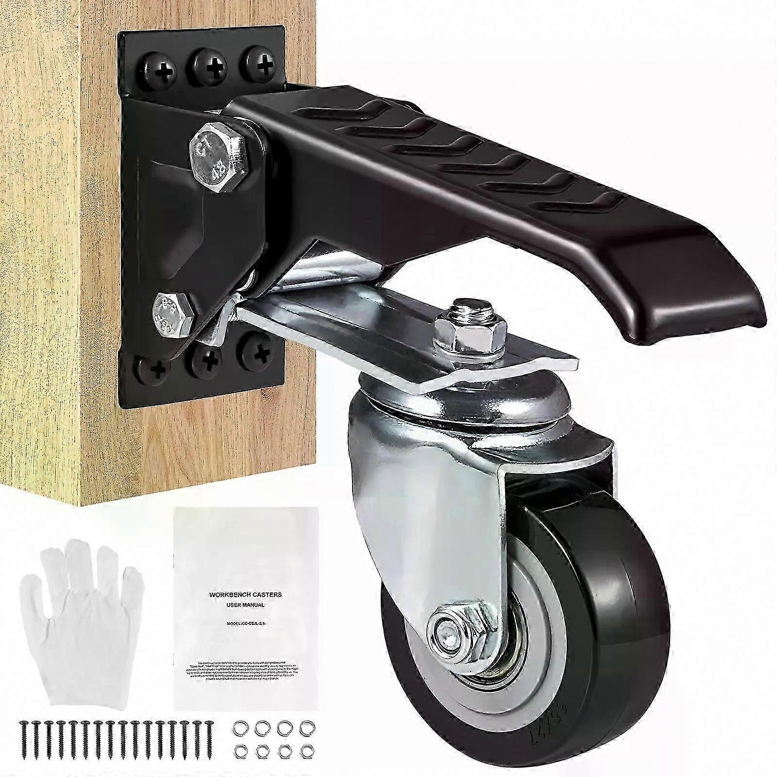 Set Mit 4 Succebuy 165 Lbs Schwerlast-lenkrollen, Einziehbarer Seitenmontage, 360° Für Werkbank, Tisch Und Geräte, Packung Mit 25 Stück.