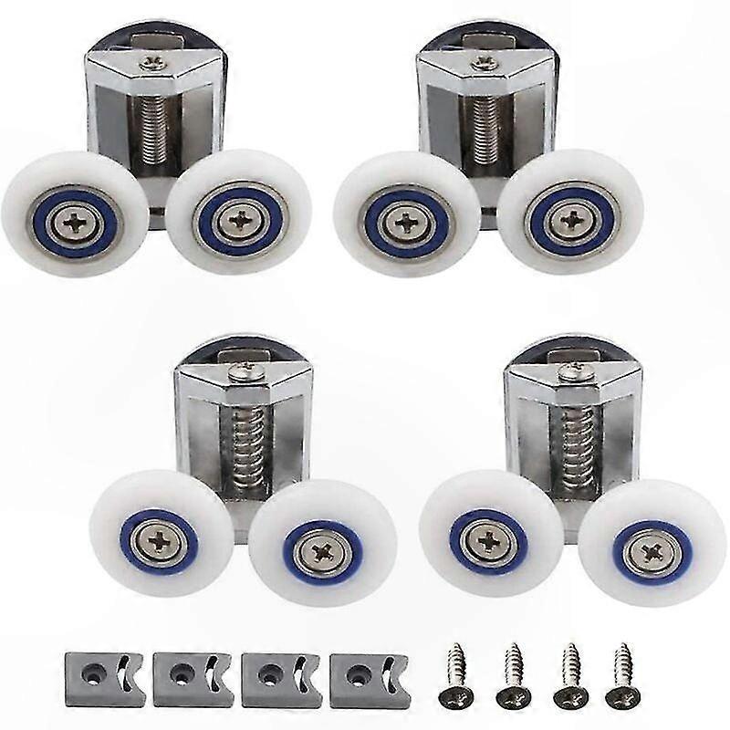 4-teiliges Duschkabinentür-rollenset – 2 Obere Und Untere Rollen, 26 Mm Zinklegierung, Ersatzteile Mit 2 Umlenkrollen Und 2 Knöpfen