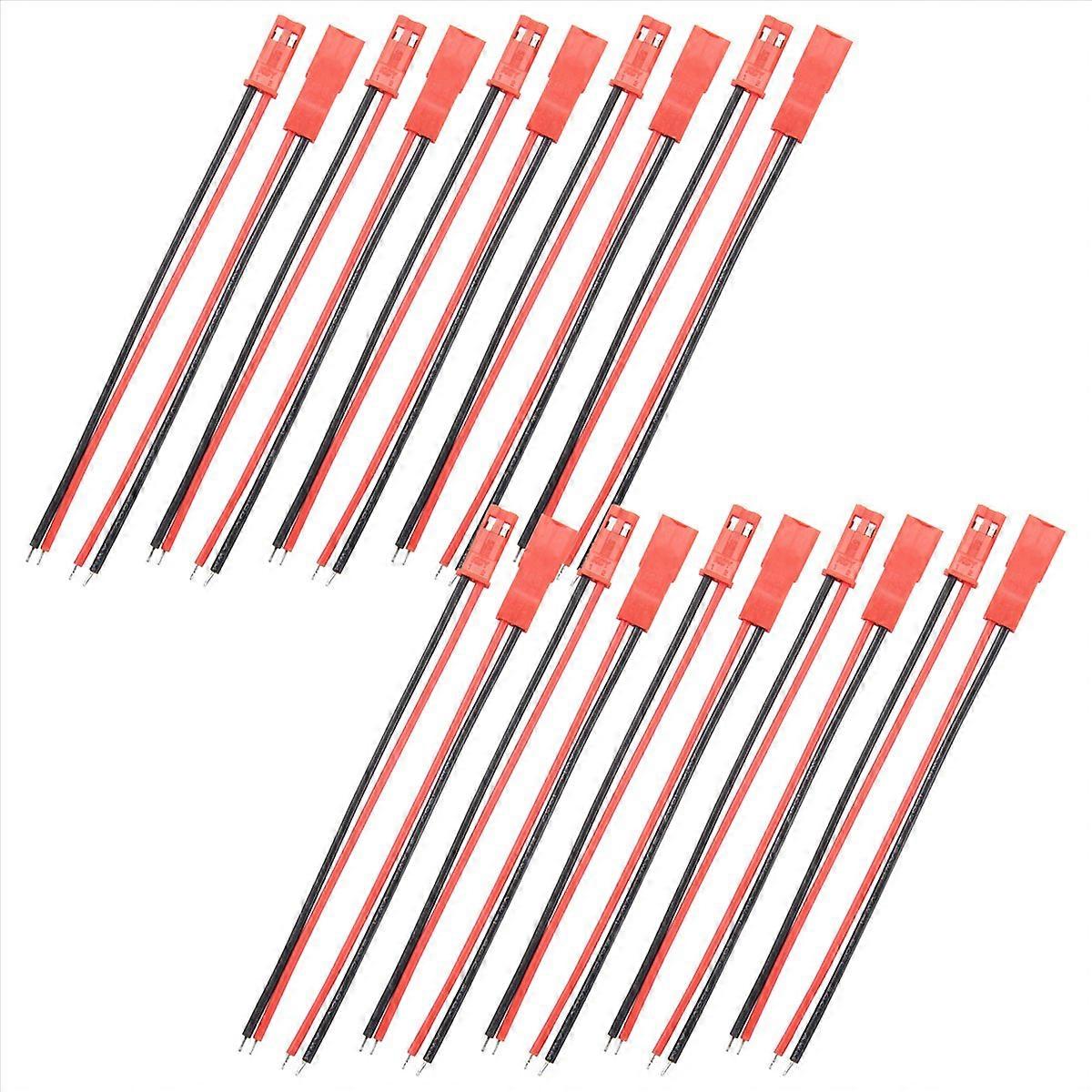 Jst 2-poliger Stecker (weiblich/männlich), 10 Paare, Rot-schwarzes Kabel, 110 Mm, Diy-elektrokabel, Schraubstecker, Packung Mit 10 Steckern.