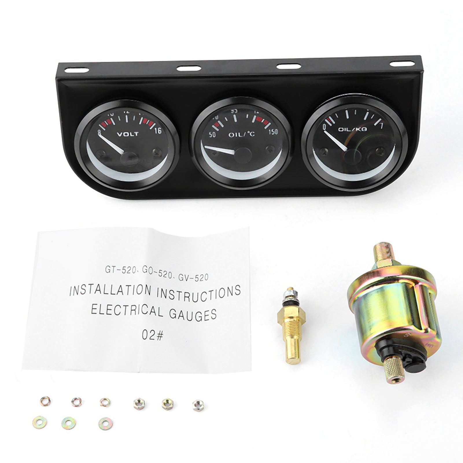 3-instrumentensatz: Voltmeter, Wassertemperaturanzeige, Öldruckanzeige Und Drehzahlmesser