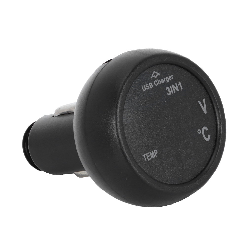 12v/24v Usb-autoladegerät Mit Digitalem Led-voltmeter Und Thermometer, 3-in-1-multifunktion