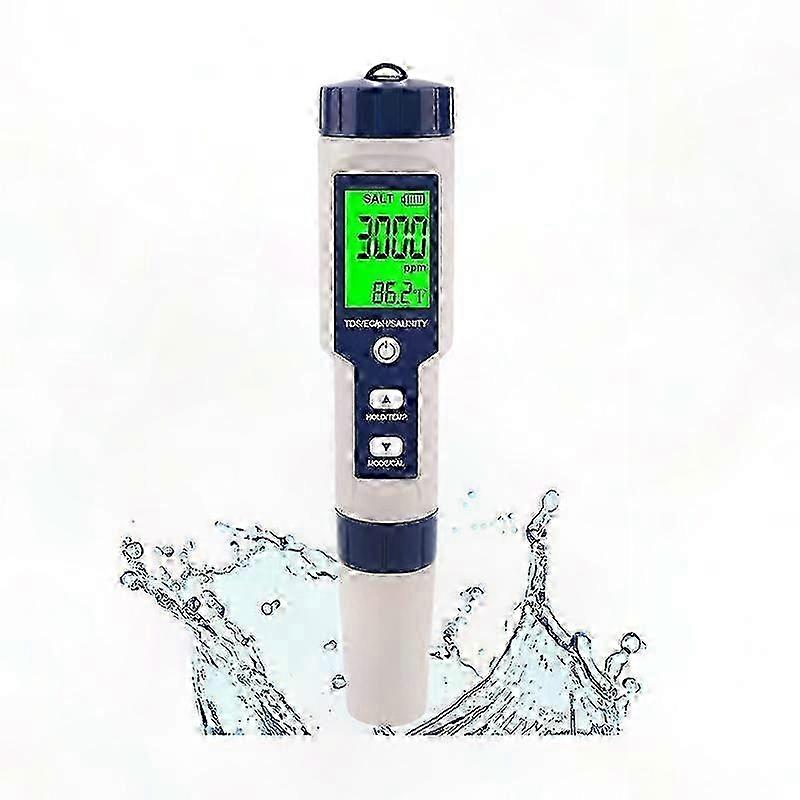 Digitales Salzgehaltmessgerät Für Salzwasserpools, Wasserdichtes 5-in-1-hochpräzisionsgerät, Multifunktions-salzmessgerät, Ideal Für Die Poolpflege, Digitalanzeige, Wasserbeständig, Zuverlässiges Kont