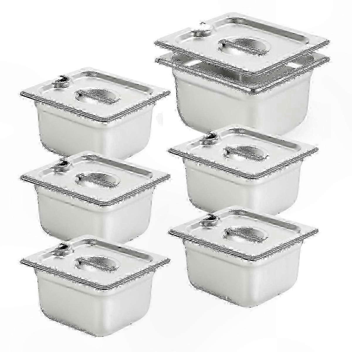 Set Aus 6 Geschlitzten, Verstopfungsfreien Tellern, 1/6", 10 Cm Tief, 18/8 Edelstahl, Für Den Professionellen Einsatz, Langlebig Und Hygienisch