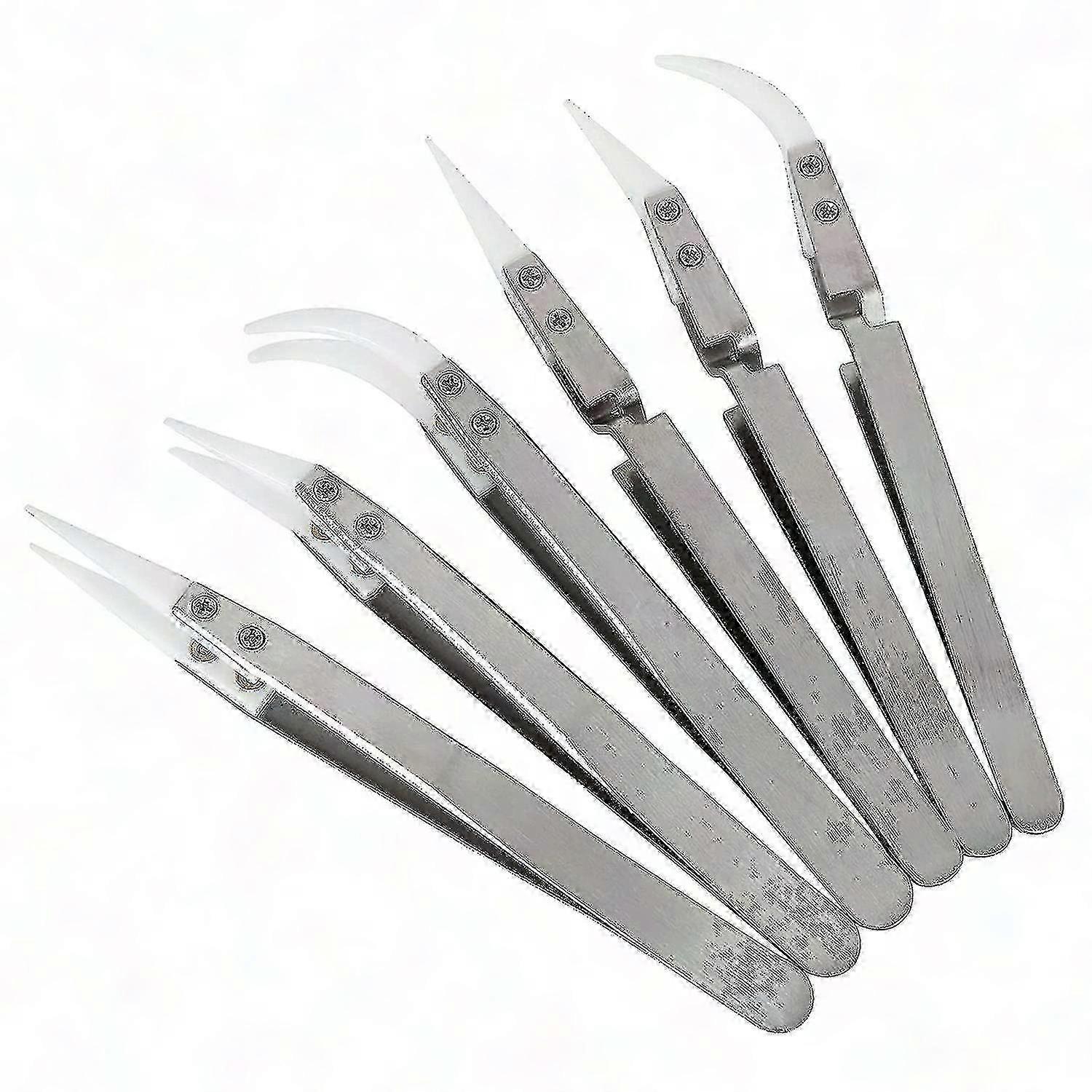 6-teilige Keramik-präparierpinzette, Nichtleitend Und Antimagnetisch, Mit Feinen Geraden Und Gebogenen Spitzen Zum Rückwärtslöten