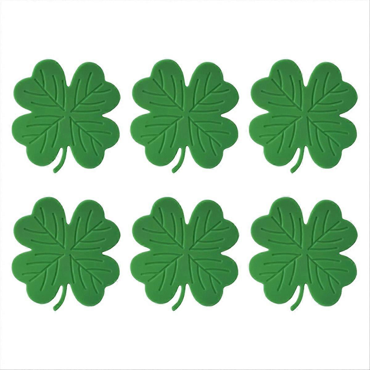 Set Mit 6 Irisch-grünen Kleeblatt-untersetzern, Saugfähig Für Getränke, Ideal Für Den St. Patrick's Day, Tischschutz, Keltischer Stil, Rutschfester Schwamm.