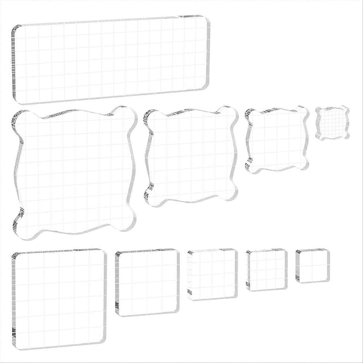 Set Mit 10 Acryl-stempelblöcken In Verschiedenen Größen Für Vielseitiges Stempeln, Diverse Kreative Diy-werkzeuge.