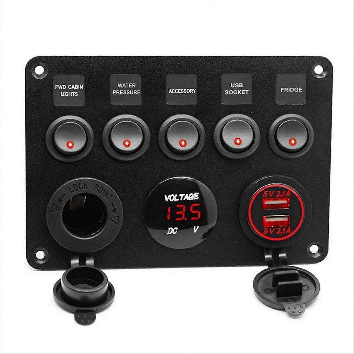 Wasserdichte Marine-schalttafel Mit Grünem Digitalvoltmeter Für Boot Und Auto