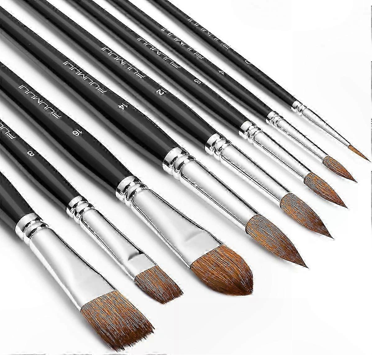 Set Mit 8 Professionellen Aquarellpinseln, Hochwertige Zobelhaarborsten Für Künstlerische Techniken, Komplettes Set Für Feine Malerei