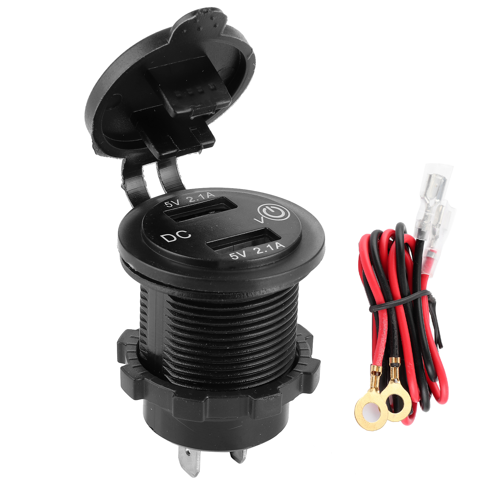 Doppel-usb-autoladegerät Mit Zigarettenanzünderstecker, 12-24 V, 2,1 A + 2,1 A Und Voltmeter (blaue Anzeige)
