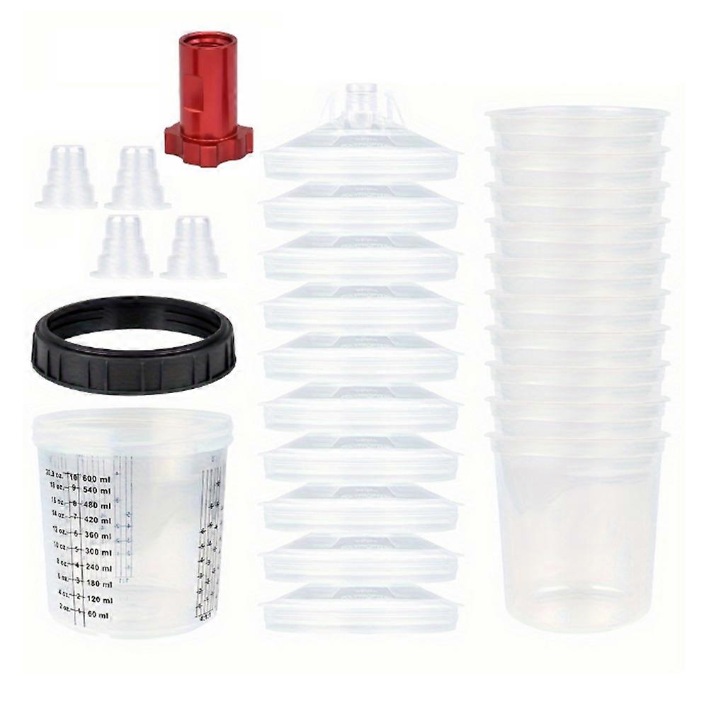 Einwegbecher (600 Ml) Mit 16x1,5 Mm Innengewinde, Tropffreier Farbbecher, Einzelverpackung, Für Profis Und Heimwerker, Integrierter Anschluss, 0,6 L Fassungsvermögen, Kompatibel Mit Spritzpistolen, Ei