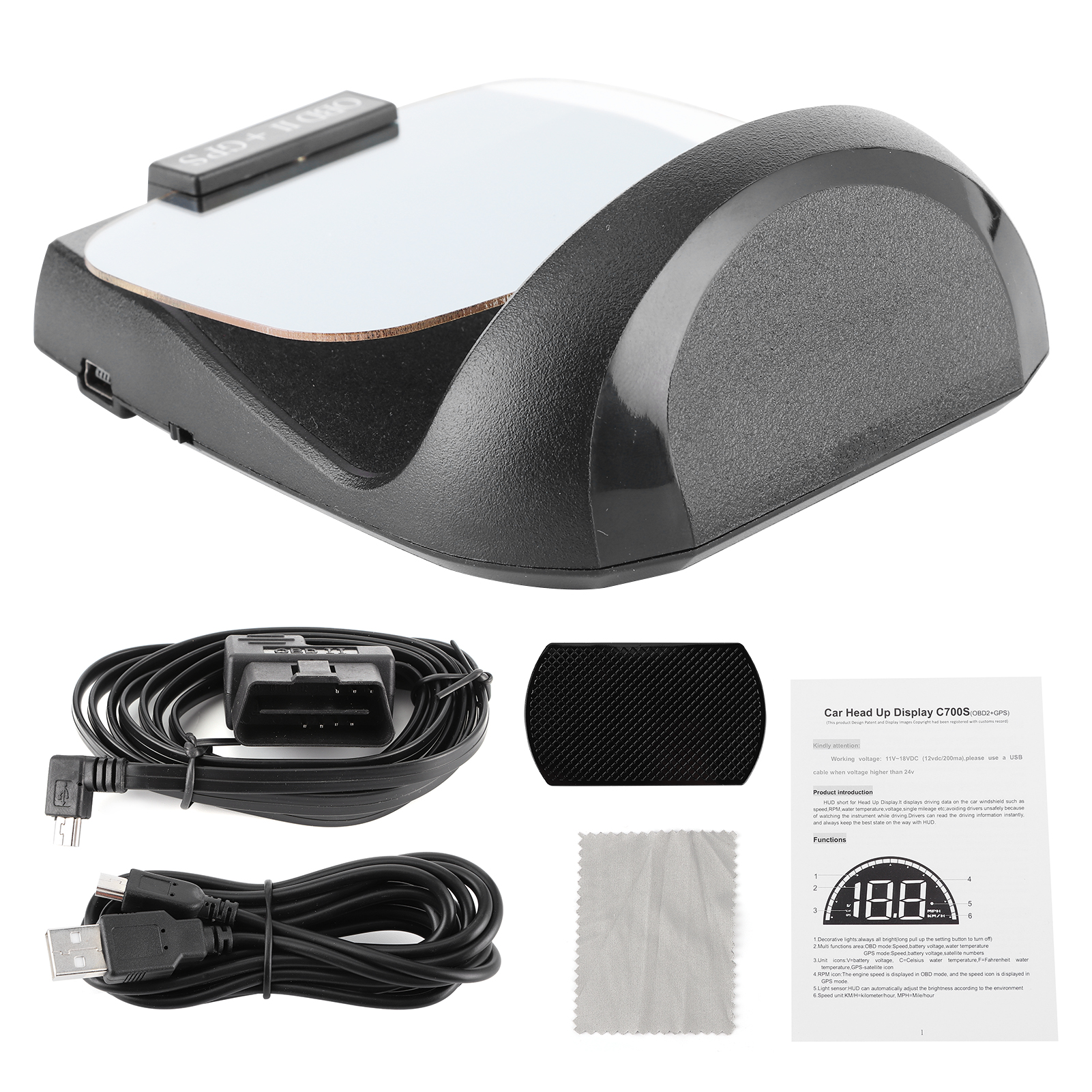 Universelles Auto-head-up-display Hd-monitor Hud Gps Obd Dual-multifunktionssystem