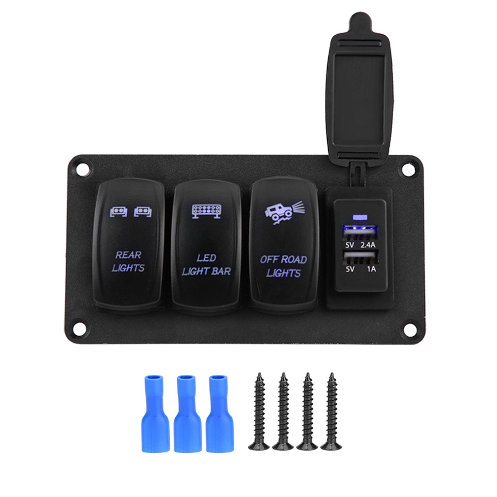 12/24v Doppelschalter Für Offroad-led-scheinwerfer, 3 Schalter Für Rückleuchten + Led-lichtleiste + 3,4a Kfz-ladegerät