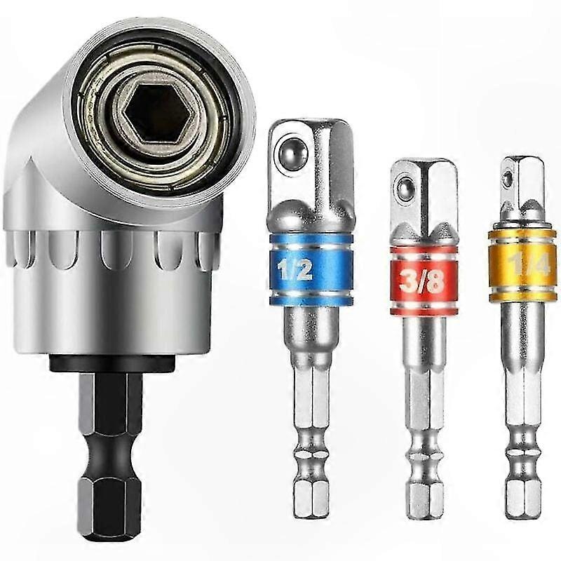 1/2" 3/8" 1/4" 105° Winkelbohrer-set Mit 3 Steckschlüsseladaptern, Schnellwechselset Für Magnetischen Schraubendreher