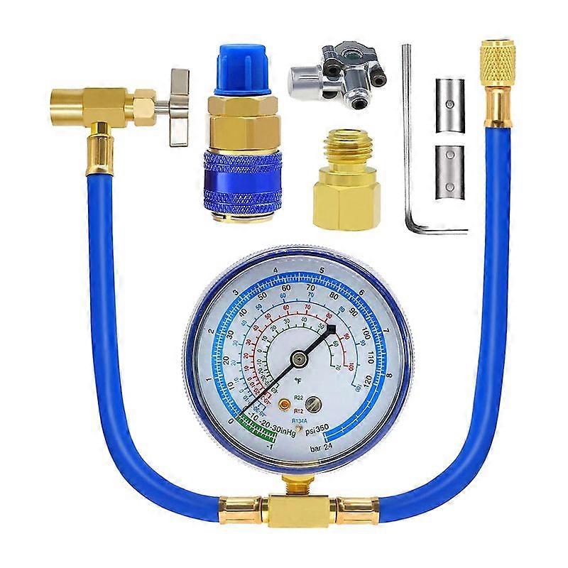 Acr134a Kühlschrank-kältemittel-nachfüllset, Klimaanlagen-befüllschlauch Mit Manometer, Komplettes Set Für Klimaanlagen- Und Kälteanlagenkreisläufe.
