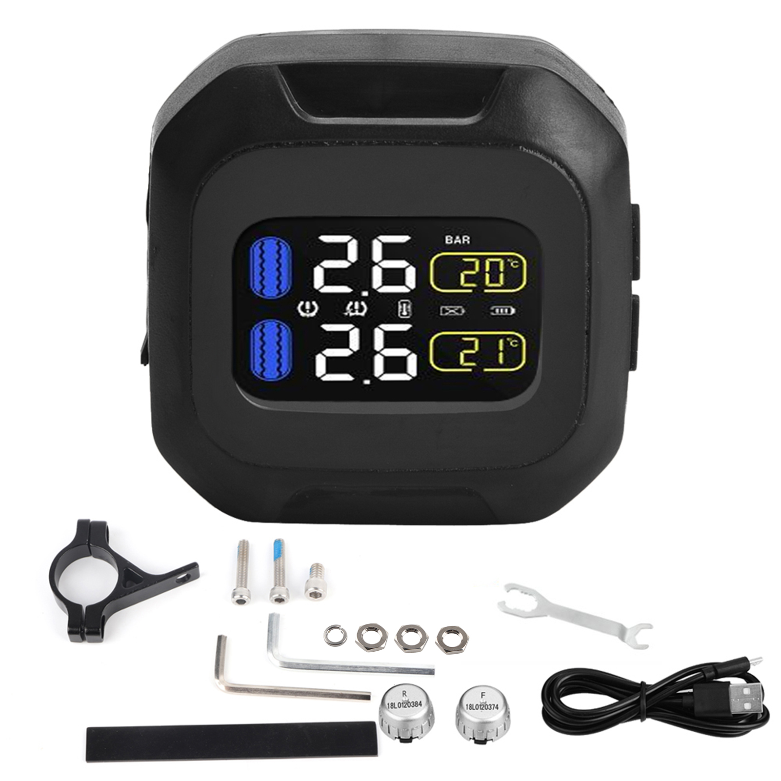 Drahtloser Tpms-sensor Für Motorräder, Reifendruckkontrollsystem Mit 2 Externen Sensoren
