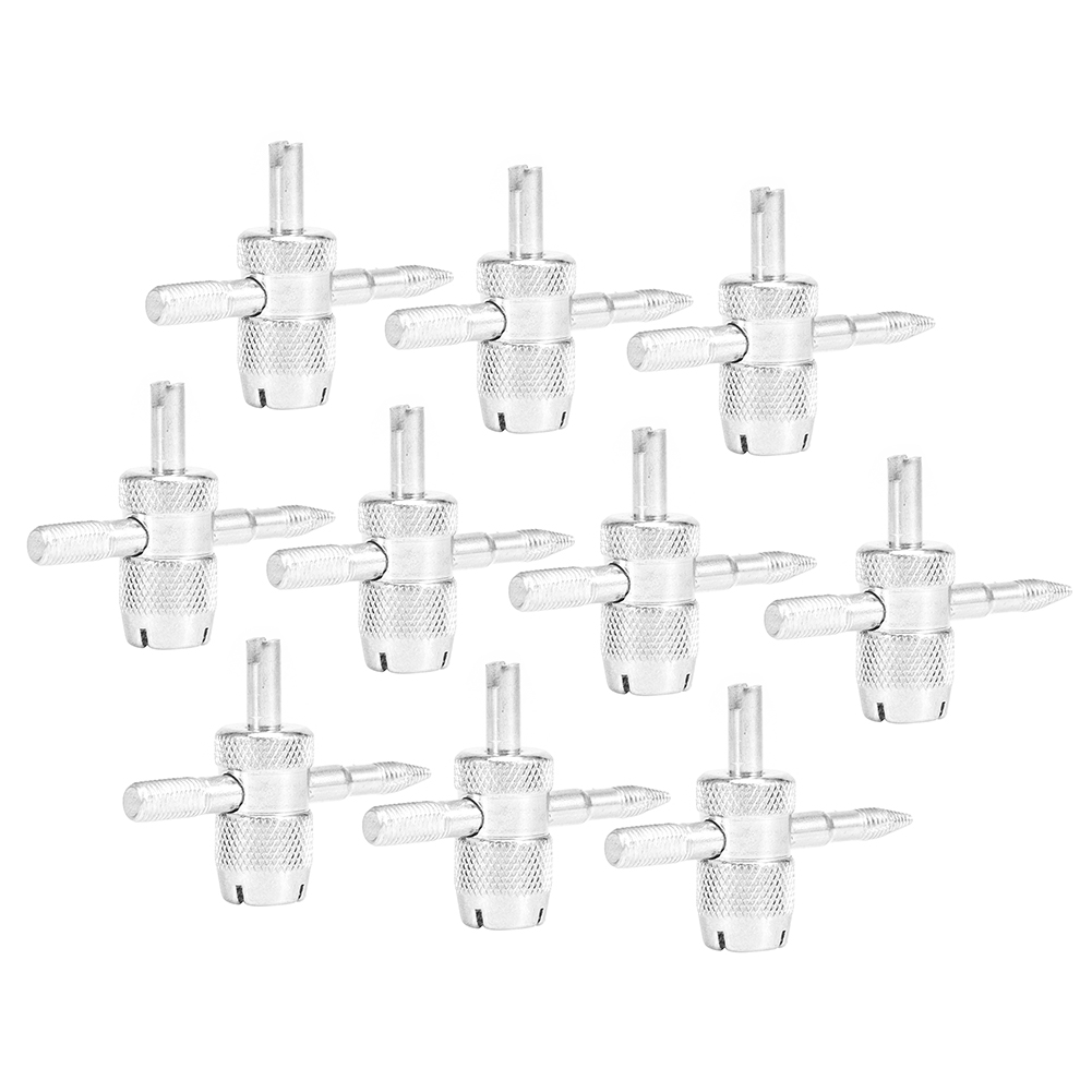 10-teiliges Set Mit 4-wege-ventilschlüsseln Aus Aluminiumlegierung Zum Entfernen Von Reifenventileinsätzen, Kfz-reparaturwerkzeug